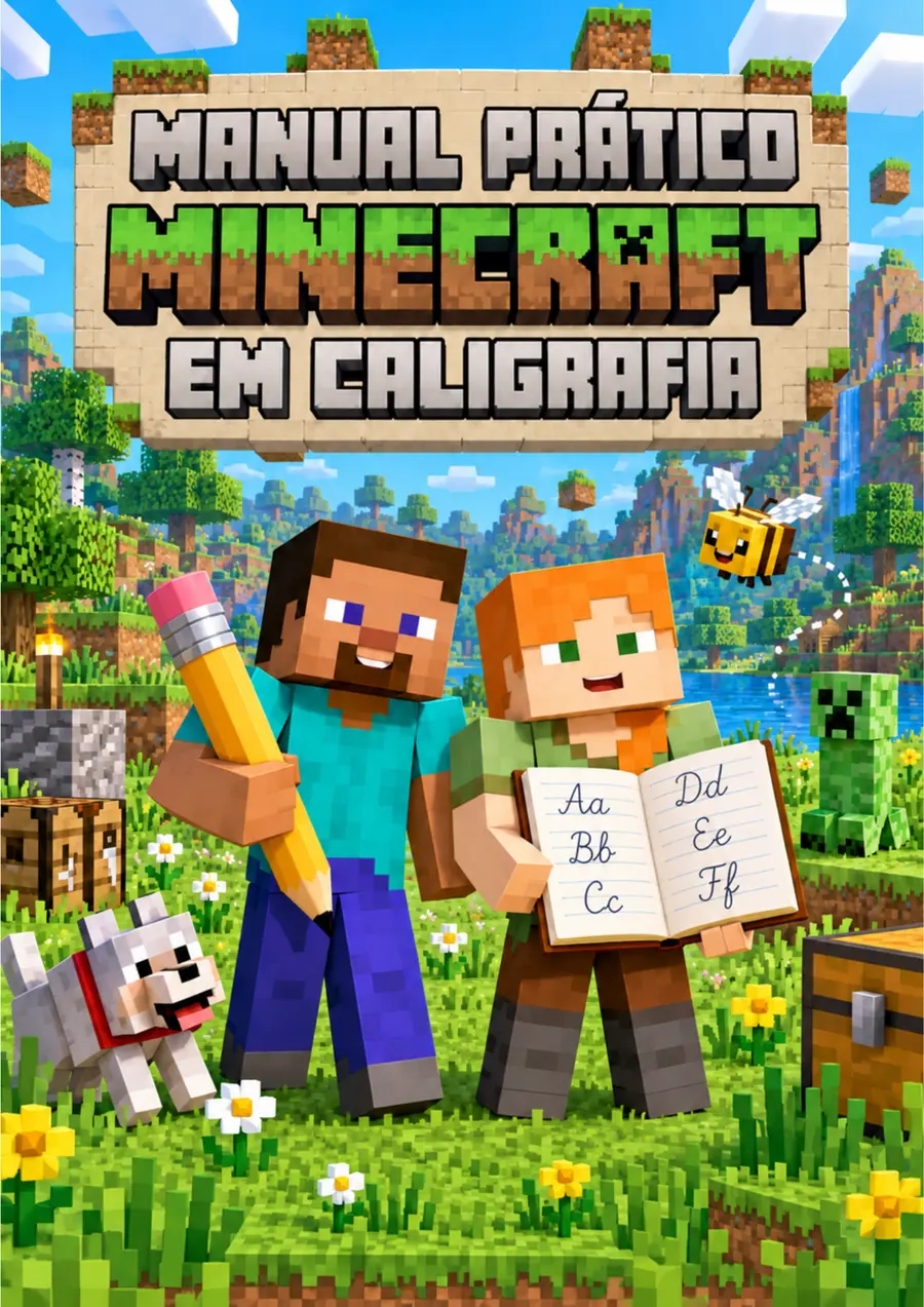 Capa do Manual Prático Minecraft em Caligrafia