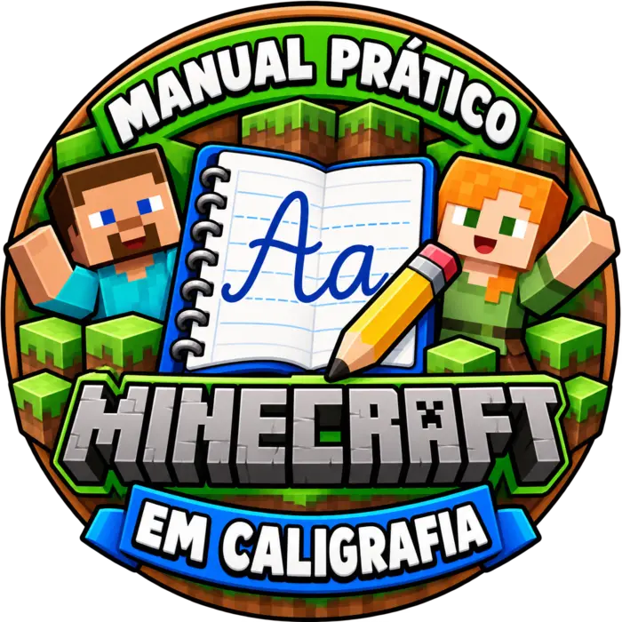 Logo do Manual Prático Minecraft em Caligrafia