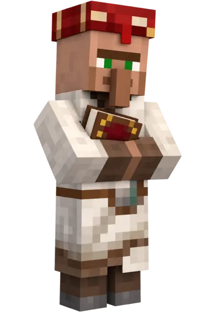 Villager bibliotecário com um livro