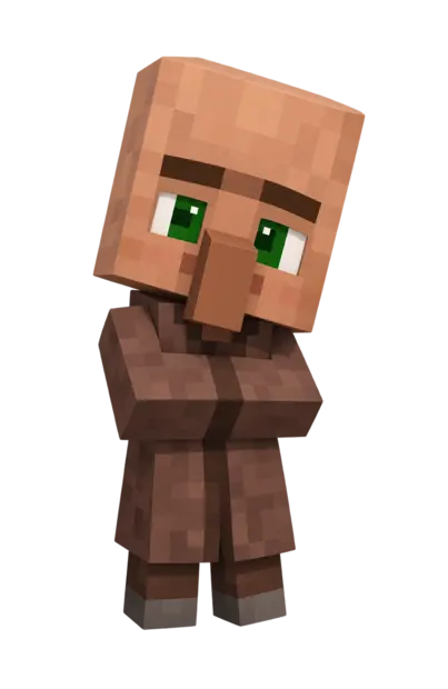 Villager criança em estilo Minecraft